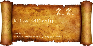 Kulka Károly névjegykártya
